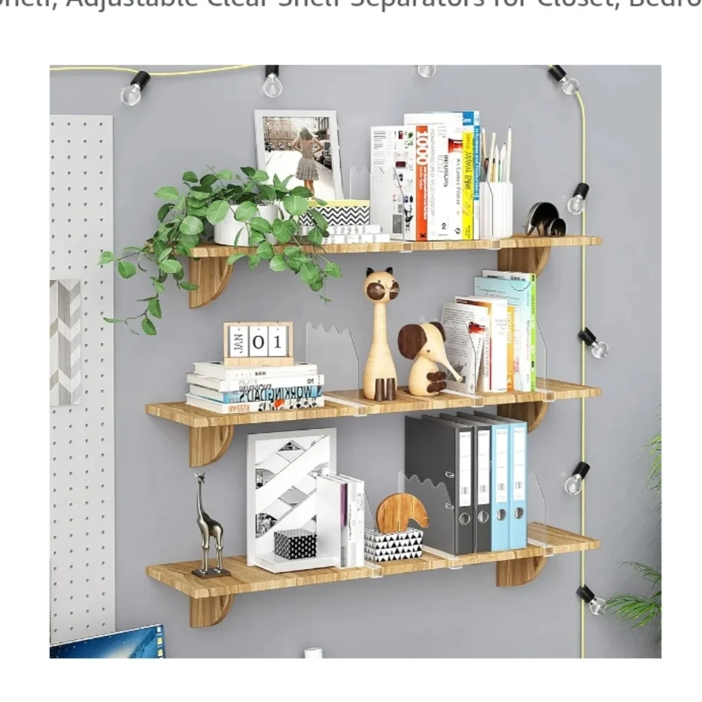 10 PCS Shelf Dividers for Closet Organization, Durable Acrylic Clear Dividers